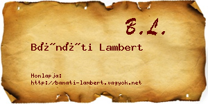 Bánáti Lambert névjegykártya